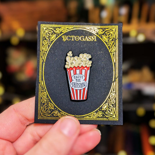 Enjoy the Shit Show Movie Theater Popcorn Enamel Pin