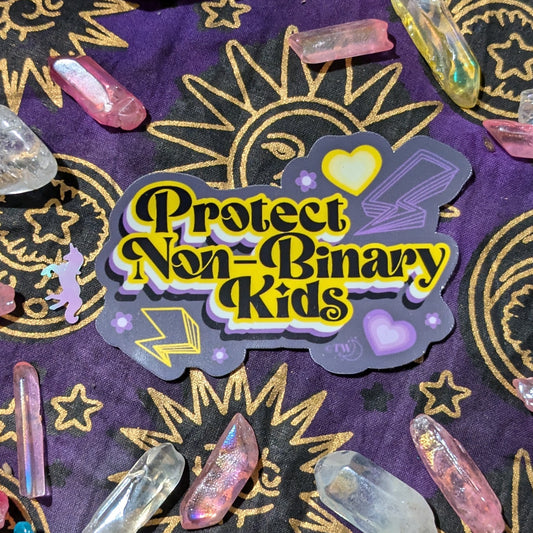 Protect Non-Binary Kids Retro Sticker