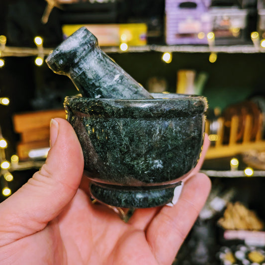 Green Marble Mortar and Pestle