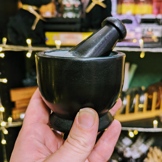 Black Marble Mortar and Pestle