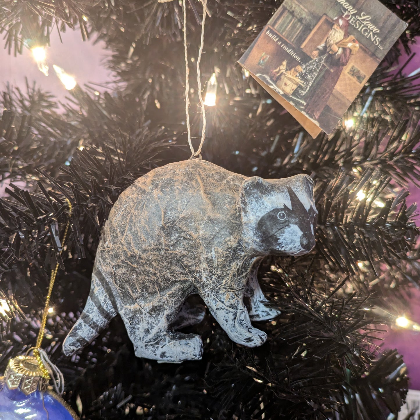 Raccoon Paper Mache Ornament