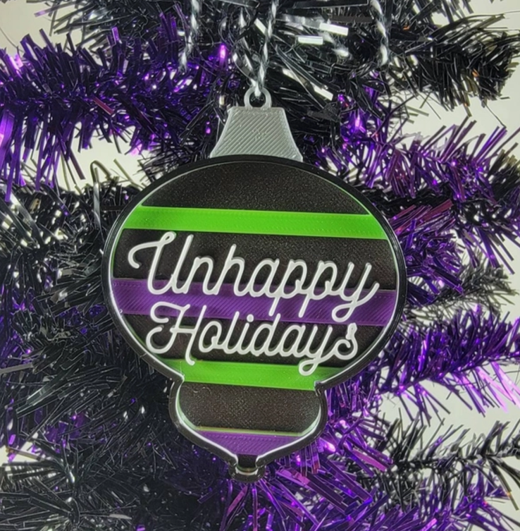 Unhappy Holidays 3D Printed Spooky Christmas Ornament