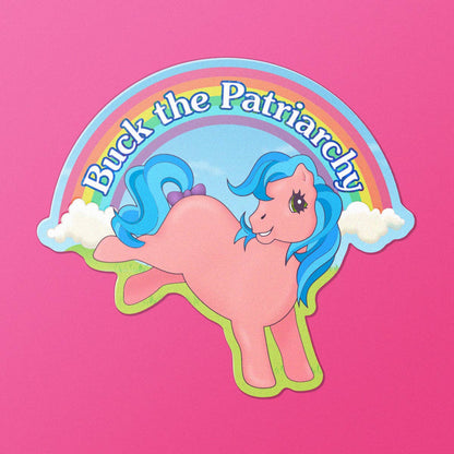 Buck The Patriarchy Feminist Pony Glitter Effect Sticker