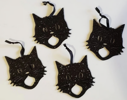 Glittered Scaredy Cat Silhouette Ornament